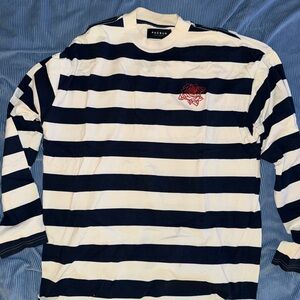 PacSun Blue and White Striped Long Sleeve Shirt